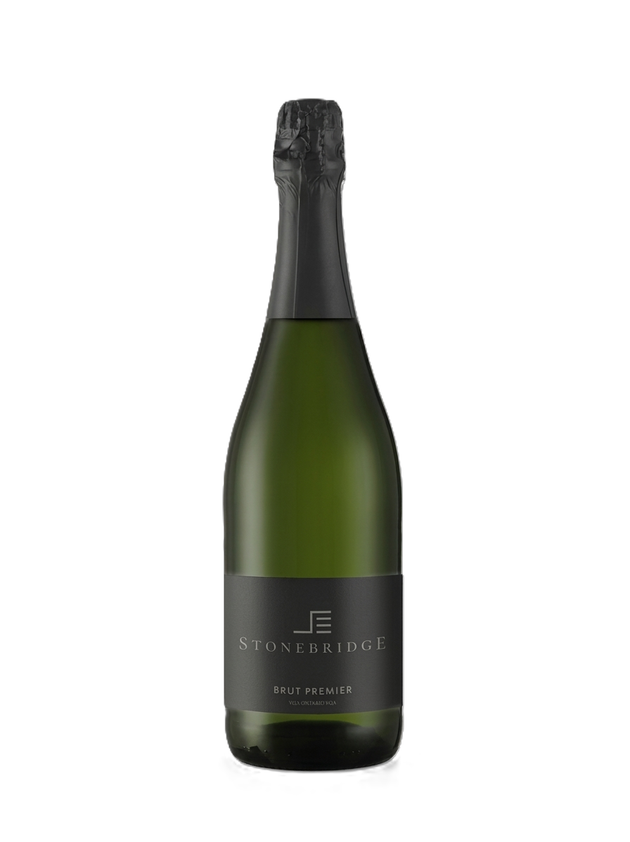 Green wine bottle with black label on a white background
