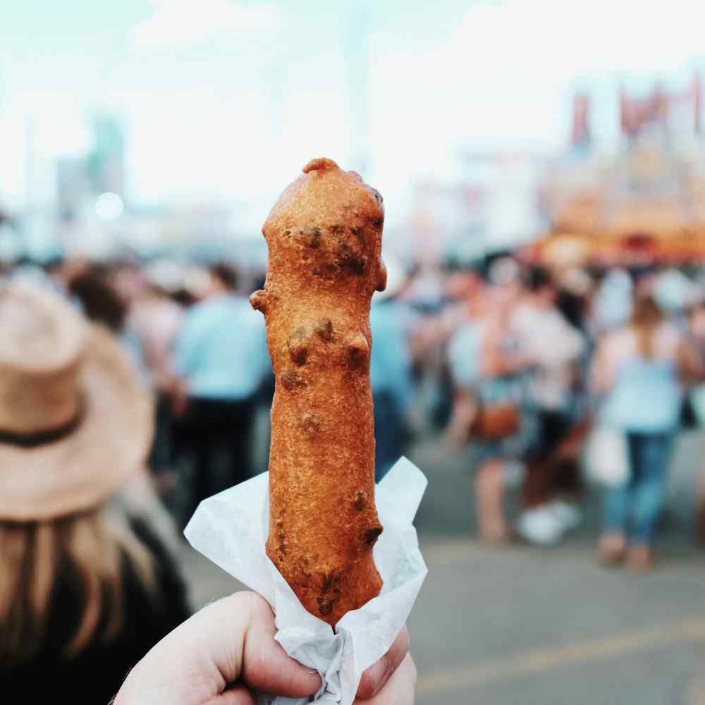 Food scene in calgary showing iconic corndog fried delicious