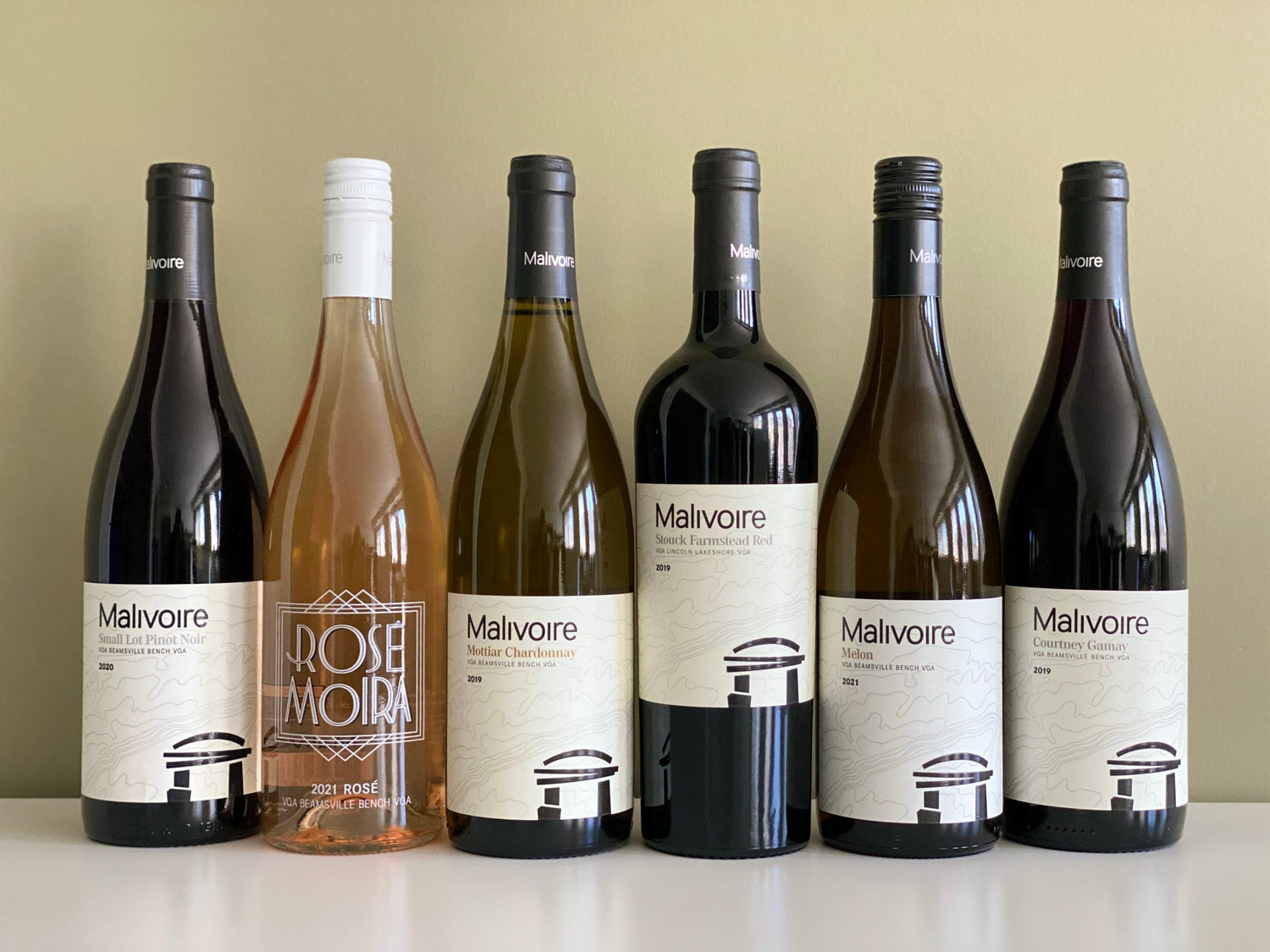 Bottles of Malivoire wine displayed at a tasting event