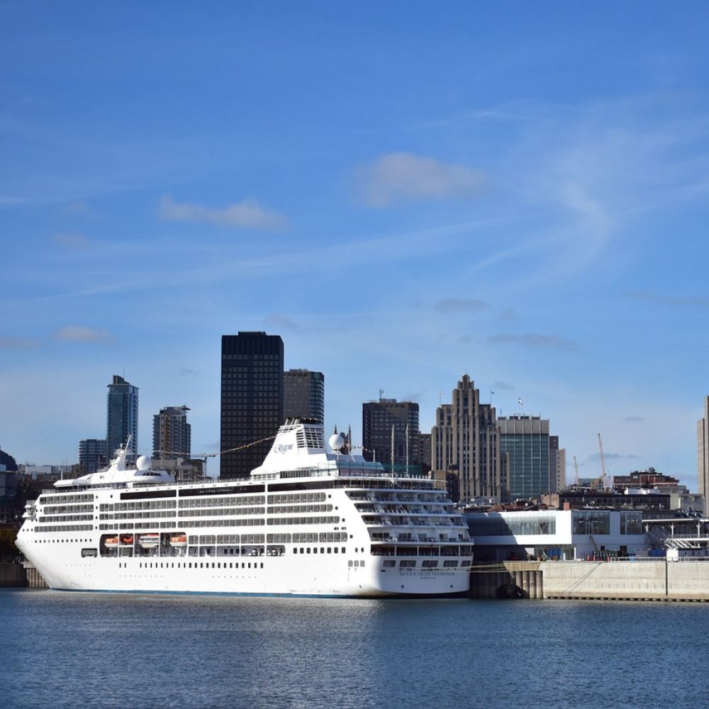 Old port of montreal quebec with cruise ship