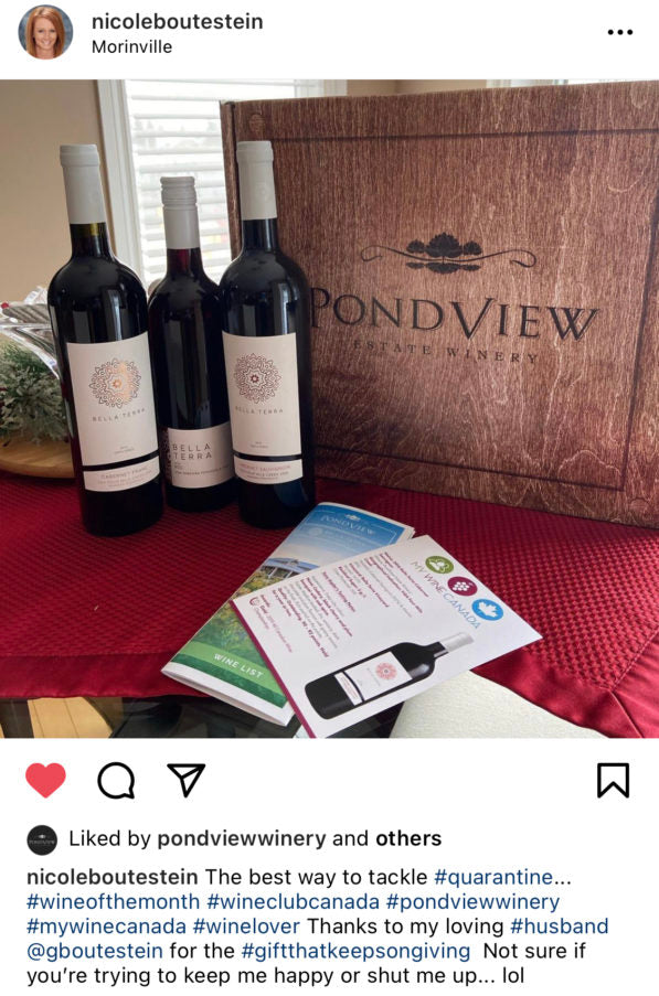 Screenshot of real customer instagram post after wine club subscription gift recipient